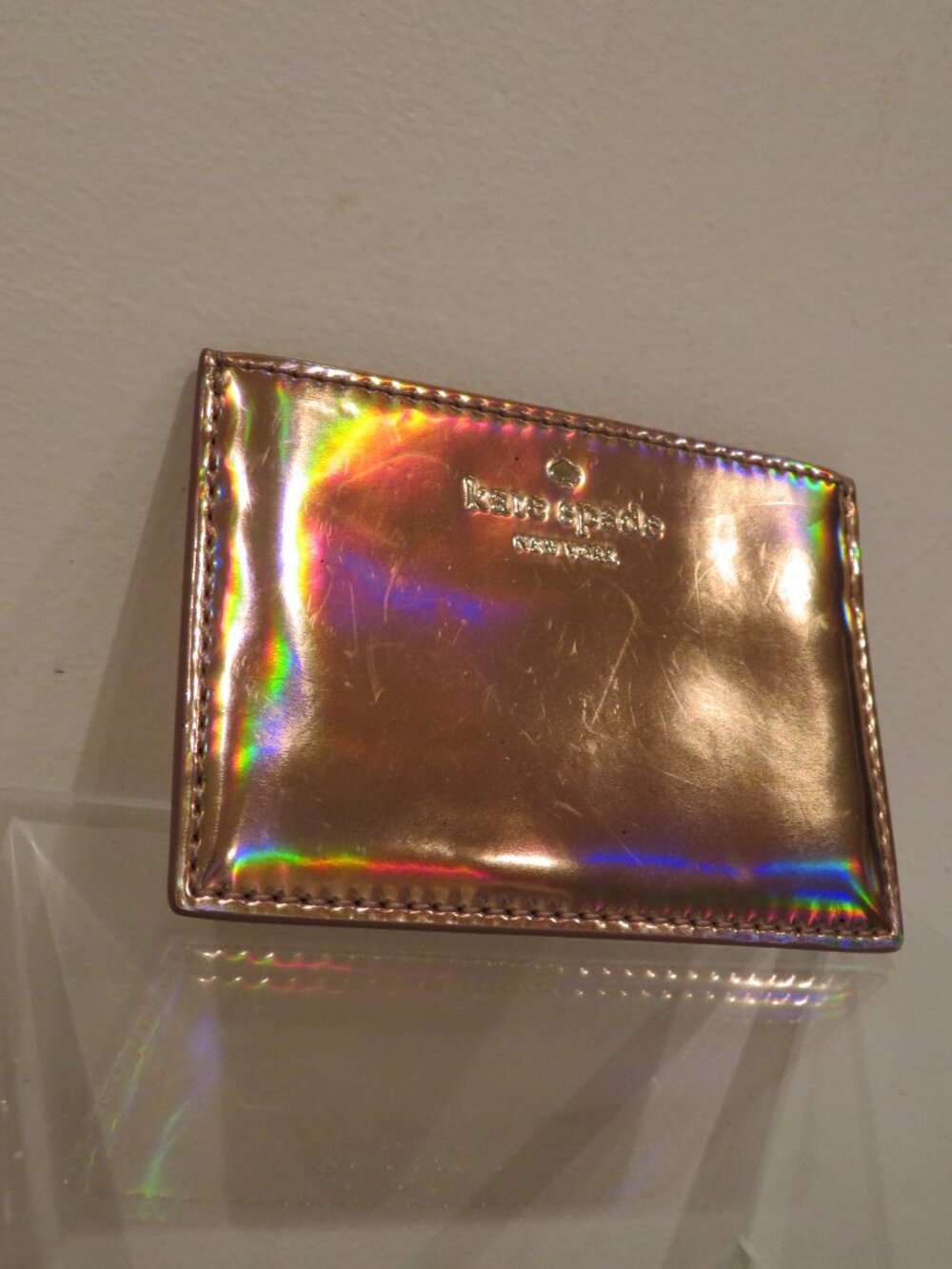 Kate Spade Iridescent Gold Faux Leather Credit Card Holder
